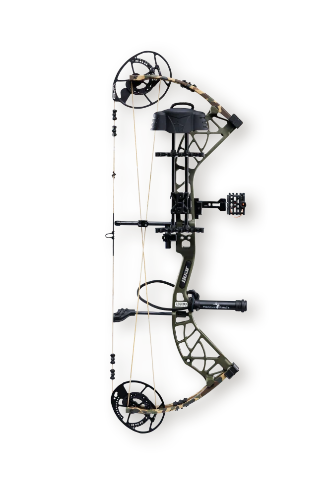 Bear Archery Compound Bow Whitetail INT Package RH (55#-70#)-(25.0"-30.0") 75%-90% Let Off Throwback Green Handle/Fred Bear Limbs