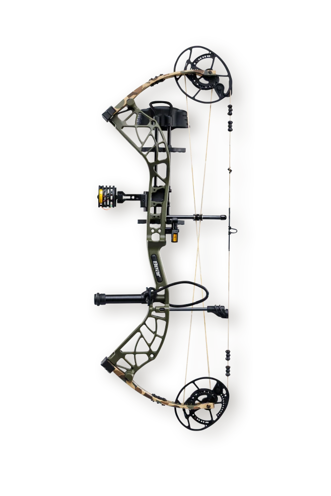 Bear Archery Compound Bow Whitetail INT Package RH (55#-70#)-(25.0"-30.0") 75%-90% Let Off Throwback Green Handle/Fred Bear Limbs